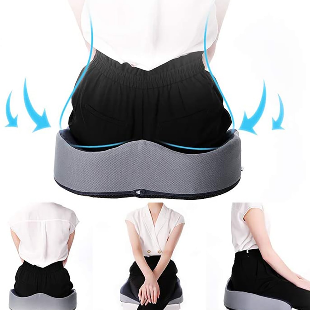 Cojín Ergonómico de Gel y Viscoelástica con Orificio para Coxis – Antideslizante y Transpirable