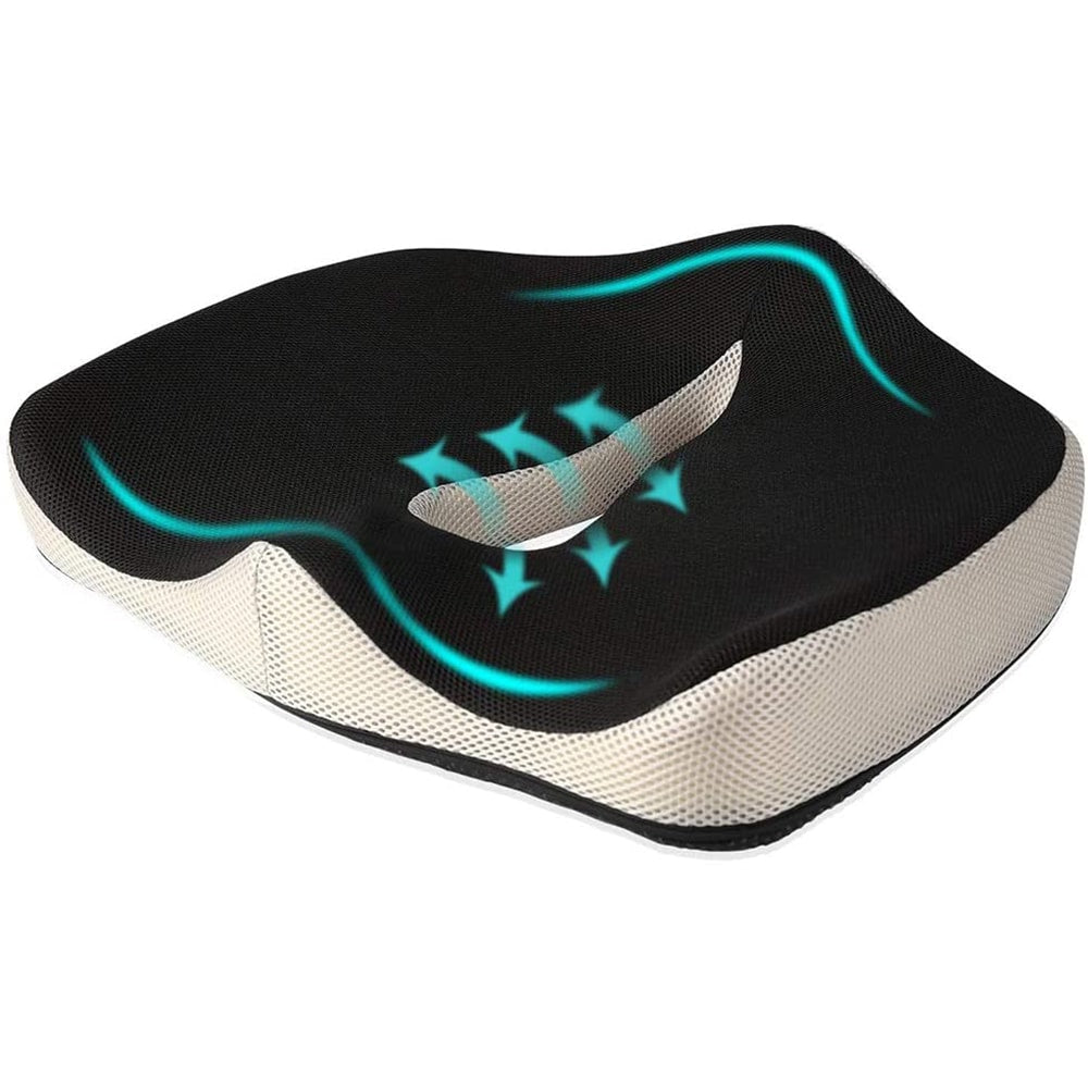 Cojín Ergonómico de Gel y Viscoelástica con Orificio para Coxis – Antideslizante y Transpirable