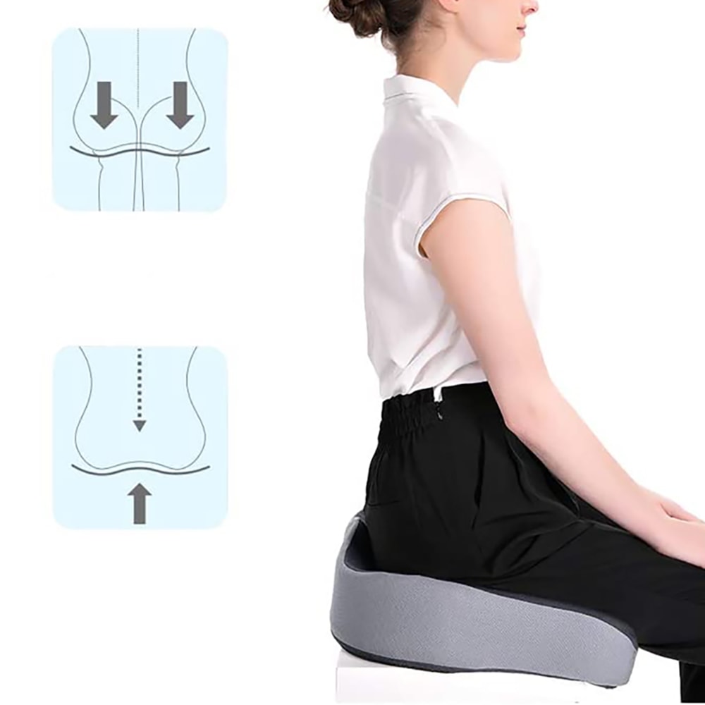 Cojín Ergonómico de Gel y Viscoelástica con Orificio para Coxis – Antideslizante y Transpirable